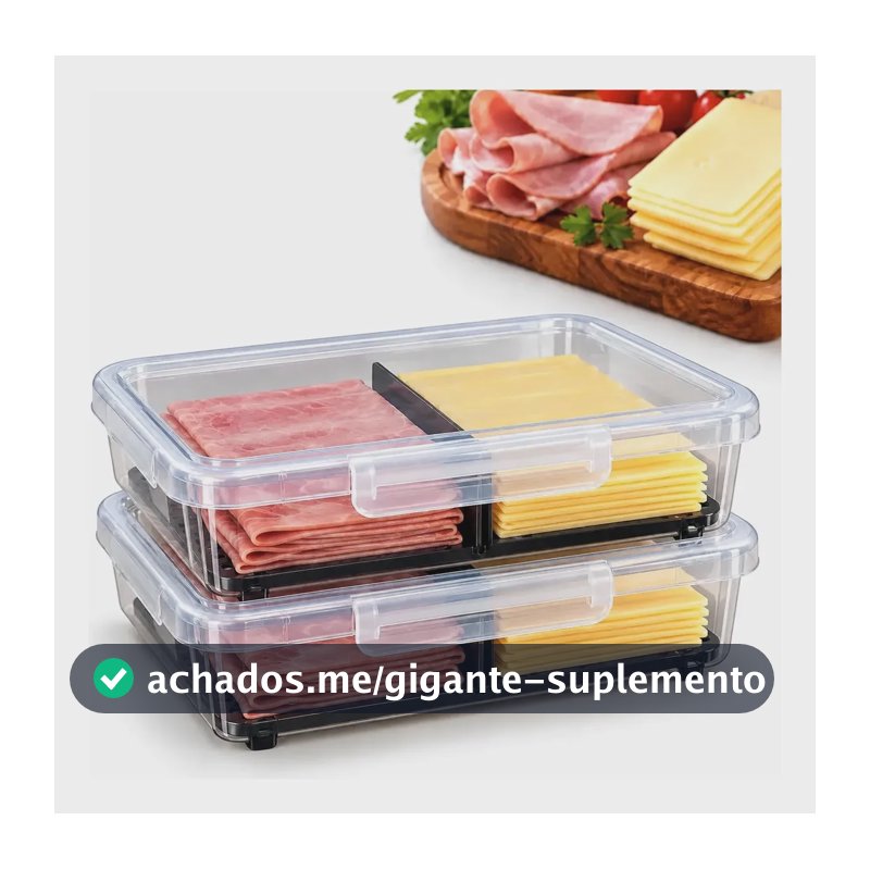 Pote Porta Frios Duplo Plástico 1litro Hermético Empilhavel 2 Porta Frios
