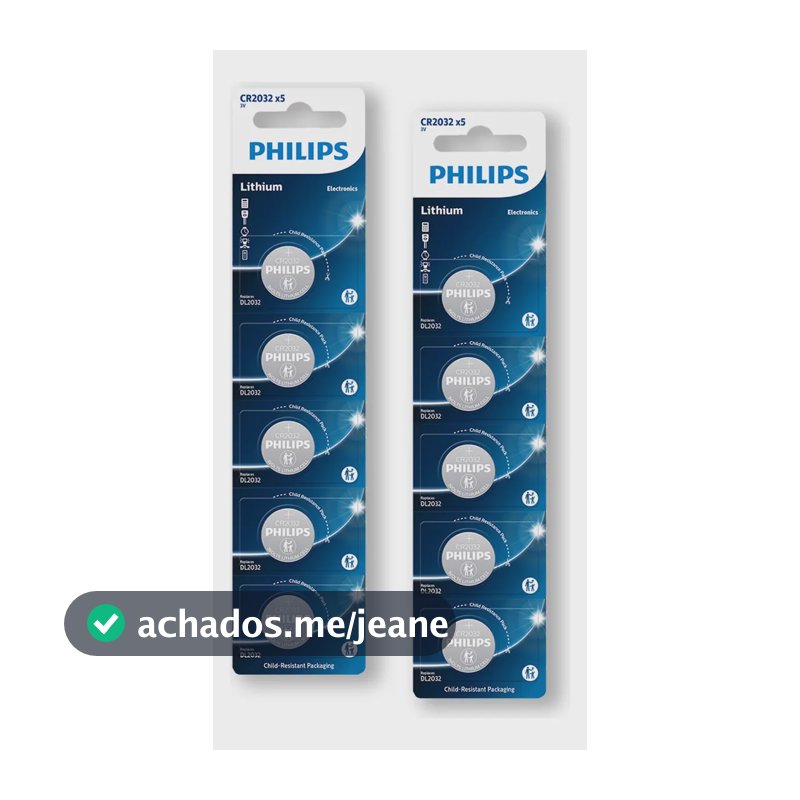 Kit 2 Cartelas Pilhas Baterias Cr2032 3v Philips Alarme