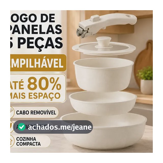 Conjunto De Panelas 5 Peças Antiaderentes Para Cozinha Bege