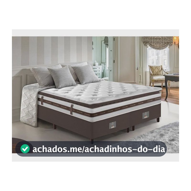 Cama Box King 193x203 Molas Ensacadas Cama Inbox Relax Pillow Café Cor Café/Branco