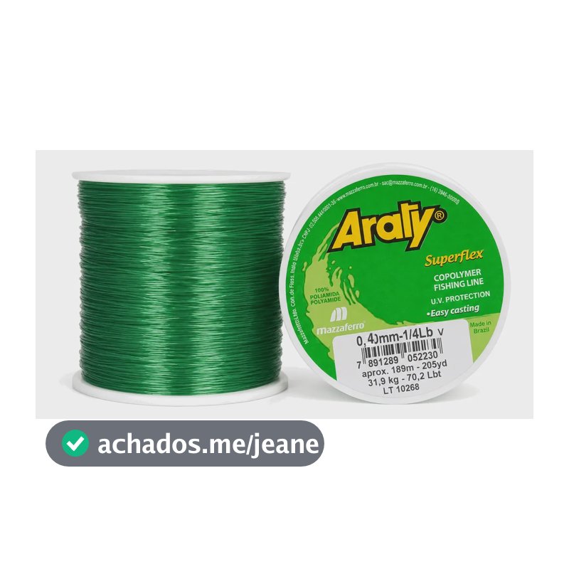 Linha De Pesca Araty Superflex 0,40mm 719m Cores À Escolher Verde