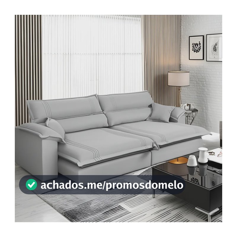 Sofá Retrátil Reclinável 2,50m Nivus Cinza Molas Ensacadas - King House