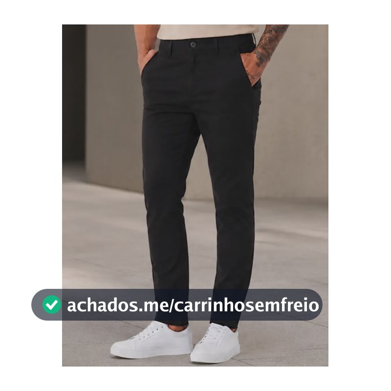 Calça Sarja Masculina Social Slim Elastano Bolso Embutido Sarja Preta 42