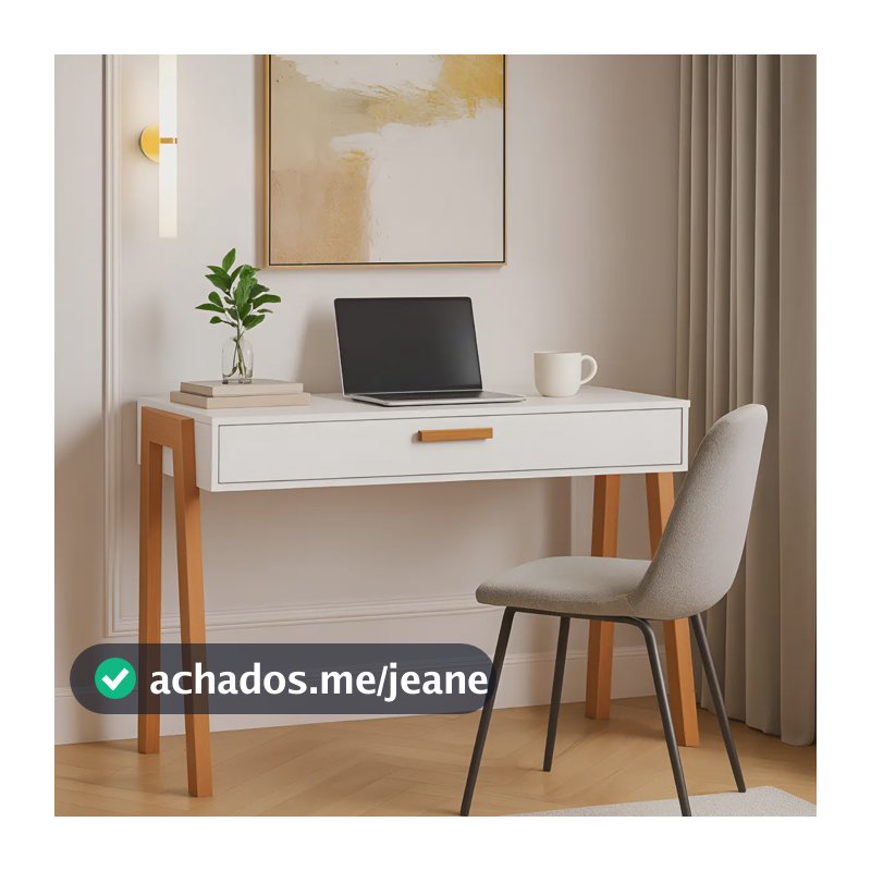 Mesa Escrivaninha Pés Madeira Pinus Estilo Industrial Estudo Leitura Home Office 90x40 Branca Decormobily