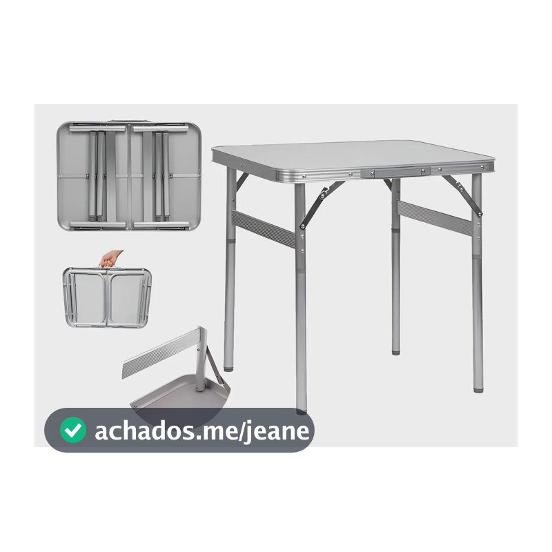 Mesa Dobrável Alumínio 60x45 Cm Vira Maleta Palisad Com Alça Portatil Camping Churrasco