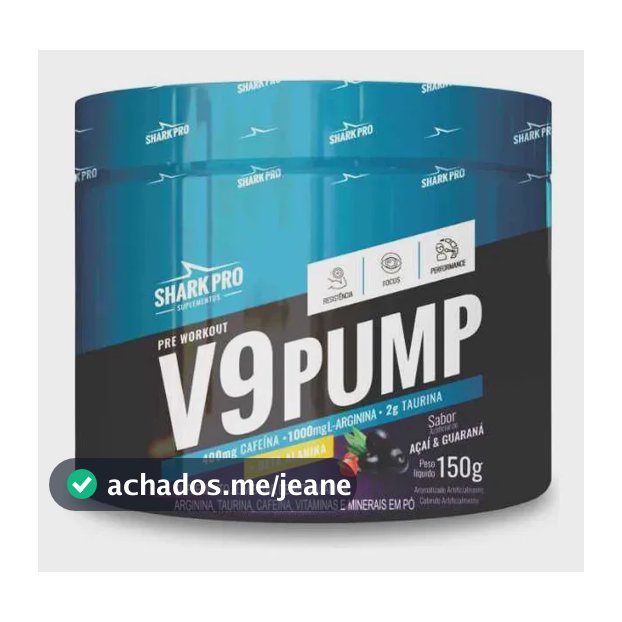 V9 Pump Pré Treino Pote 150g Shark Pro Sabor Açaí Com Guaraná