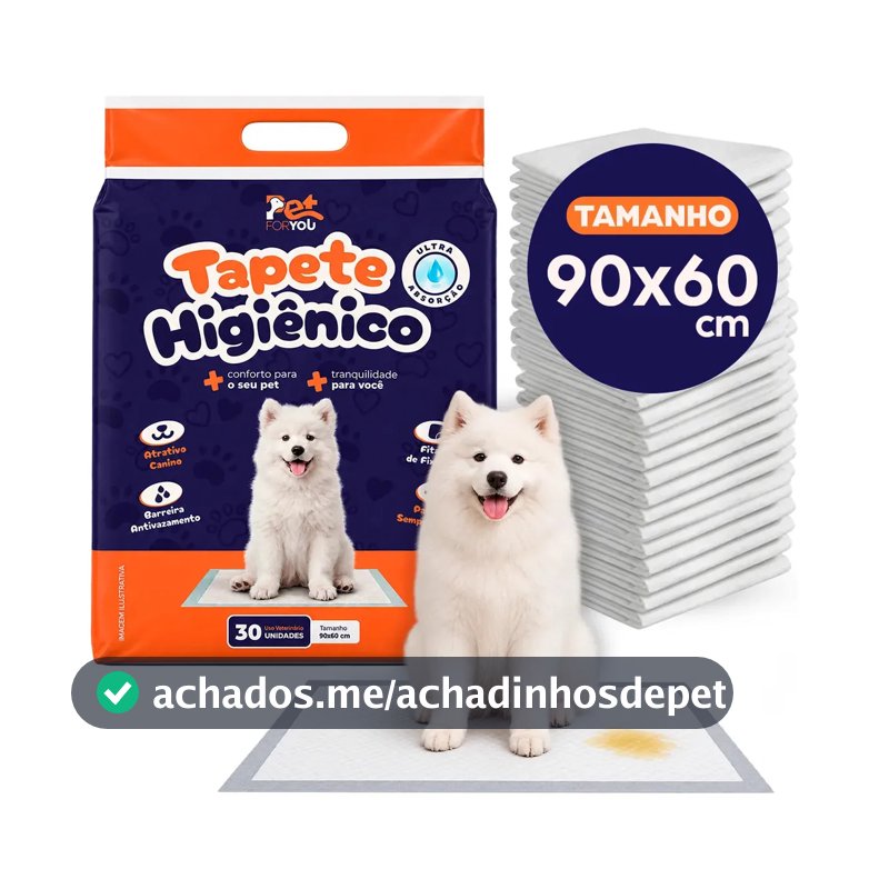 Tapete Higiênico Pet 30 Unidades 90x60 Descartável Cão Gato