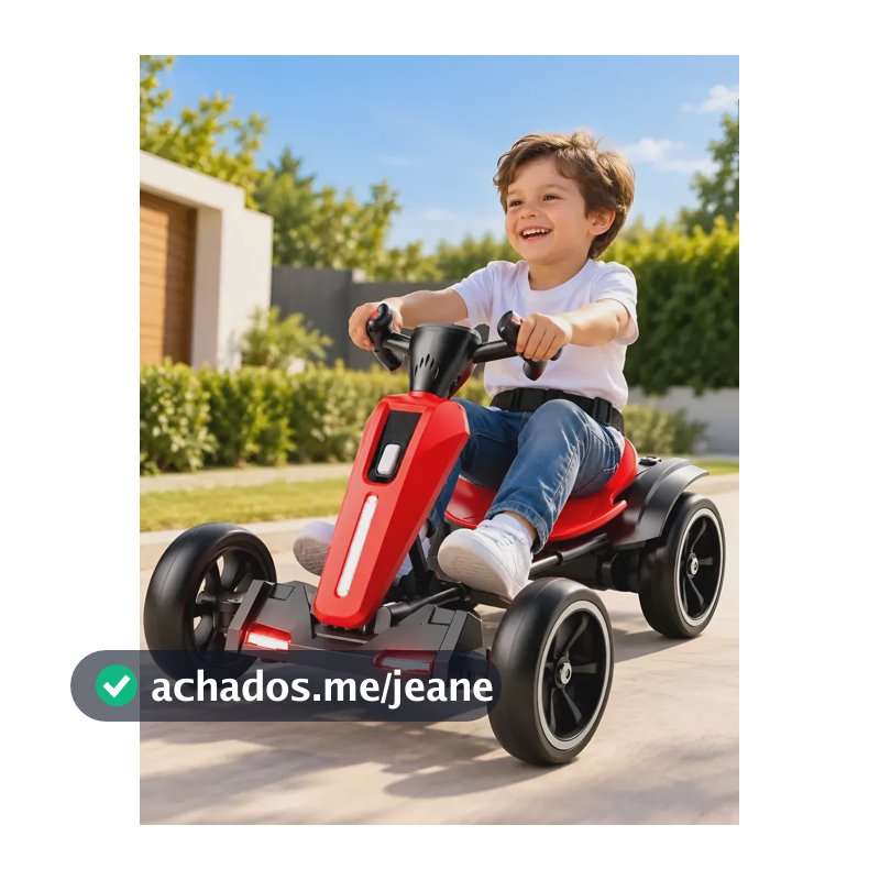 Kart Infantil Eletrico 4 Rodas Som Motor Led Colorido Musica Vermelho