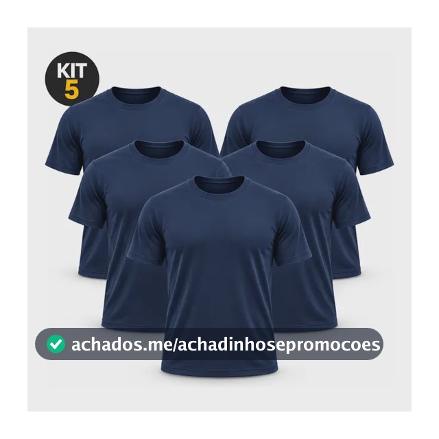 Kit 5 Camisetas Dry Fit Masculinas Academia Treino Básicas