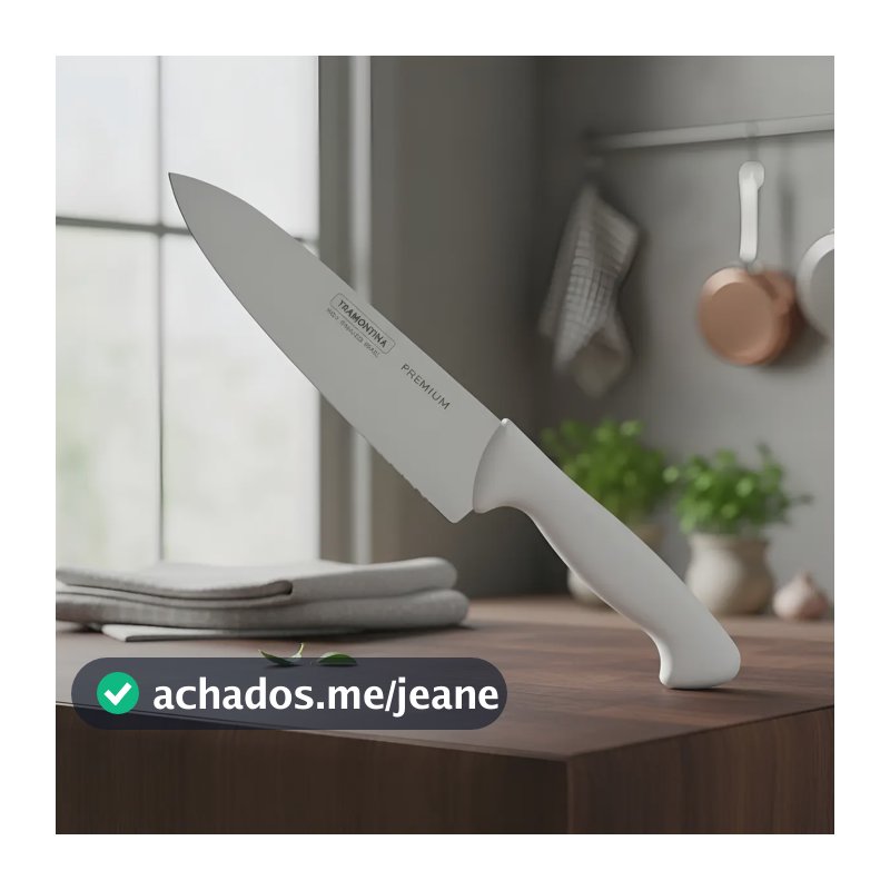 Faca De Carne Chef Premium Inox Cabo Branco 8  Tramontina Branco