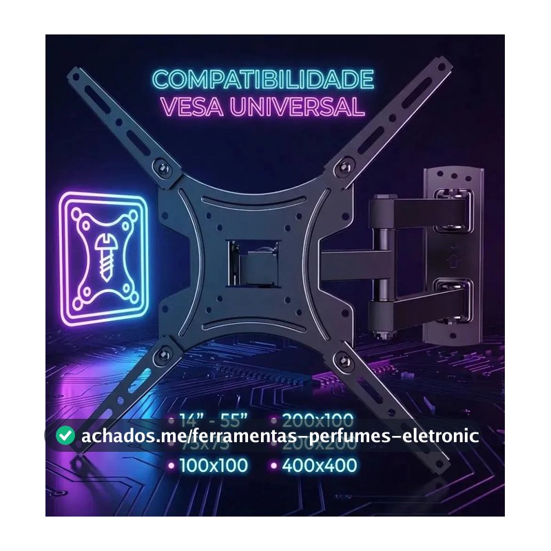 Suporte Tv Articulado Artflex Móvel Universal 32 Á 55 Polegadas Até 50kg Tv/lcd/ Led Painel E Parede