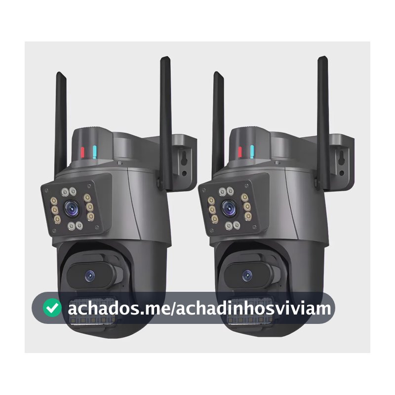 Kit 2 Câmera Segurança Ip App Icsee Lente Dupla Cor Preto