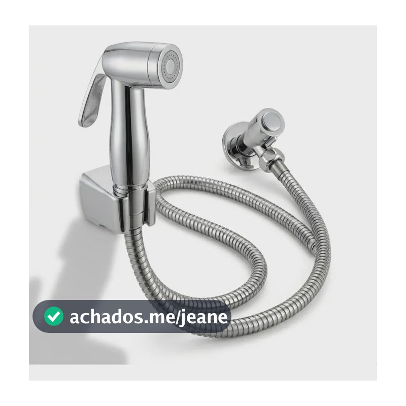 Ducha Higiênica Completa Cromada Chuveirinho Abs Parede Banheiro Mangueira 1,2m Conexão 1/2 Lavabo Lavatório Bidê Higiene
