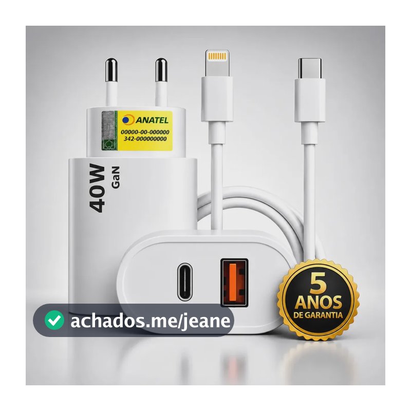 Carregador Turbo Duplo 40w Usb Tipo C Para iPhone 8 X Xr 11 12 13 14 Pro Max Dtimp