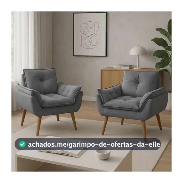 Kit 2 Poltrona Decorativa Opala Sala De Estar Recepção Suede