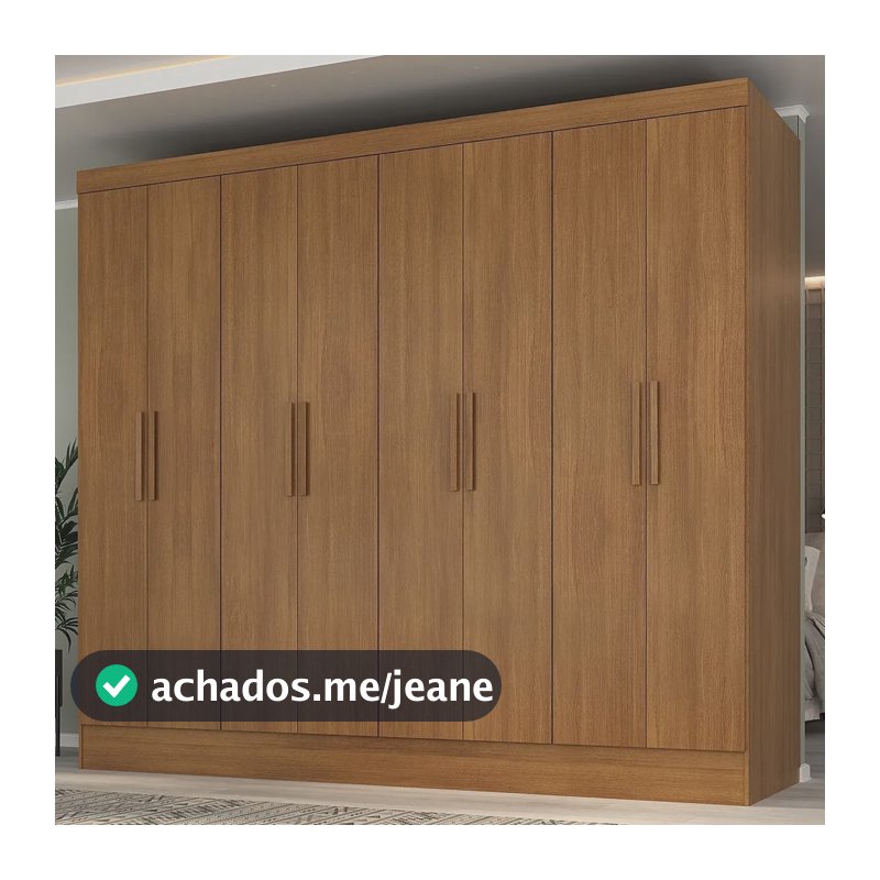 Guarda-roupa Casal 100% Mdf 8 Portas 4 Gavetas Jatobá Cinamomo