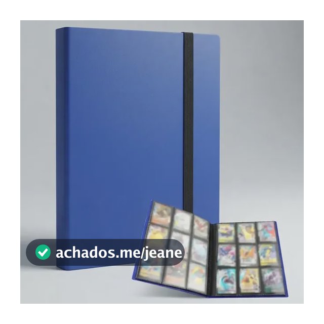 Fichário Álbum Para Pokemon Magic Yugioh 432 Cartas Pasta Azul