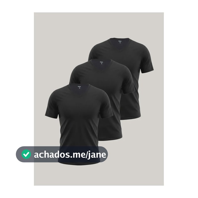 Kit Com 3 Camisetas Masculinas Slim Gola V Hering Preto Liso G
