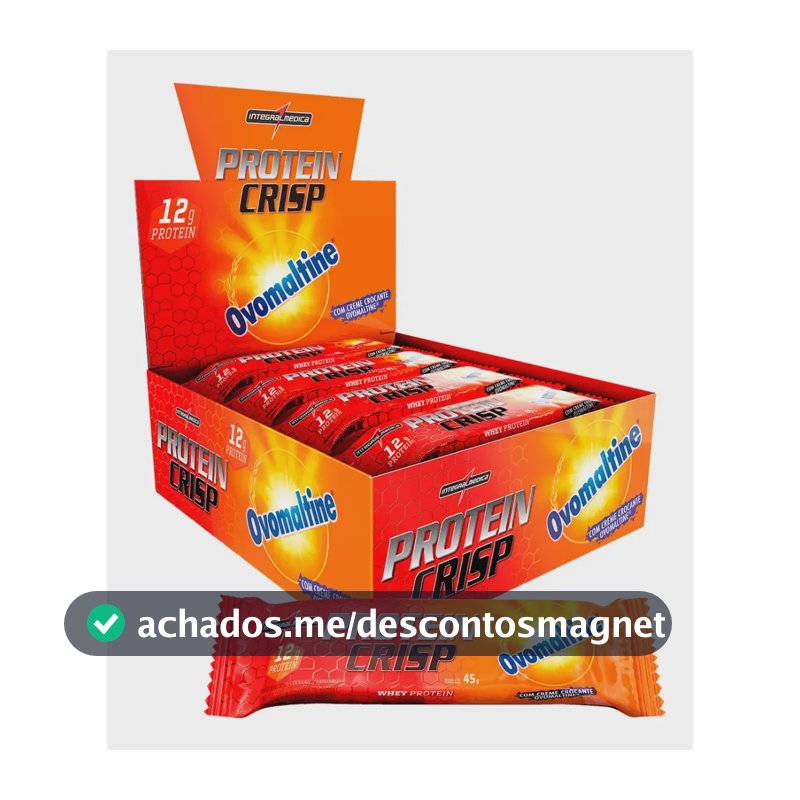 Barra de Proteína Integralmédica Crisp Bar sabor Ovomaltine x 45g de 12 un