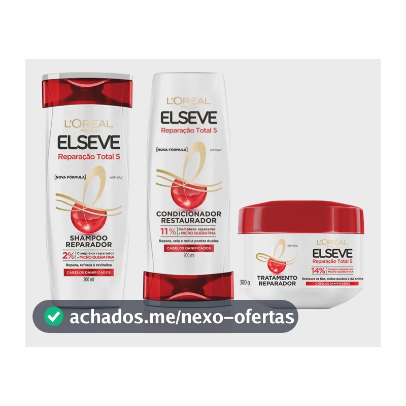 Kit Elseve Reparação Total 5 Shampoo+ Condicionador+ Máscara