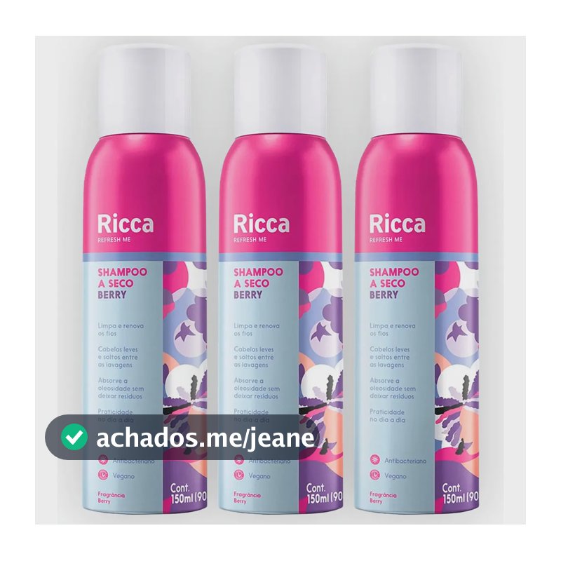 Kit 3 Shampoo A Seco Berries Shakeberry Ricca 150ml