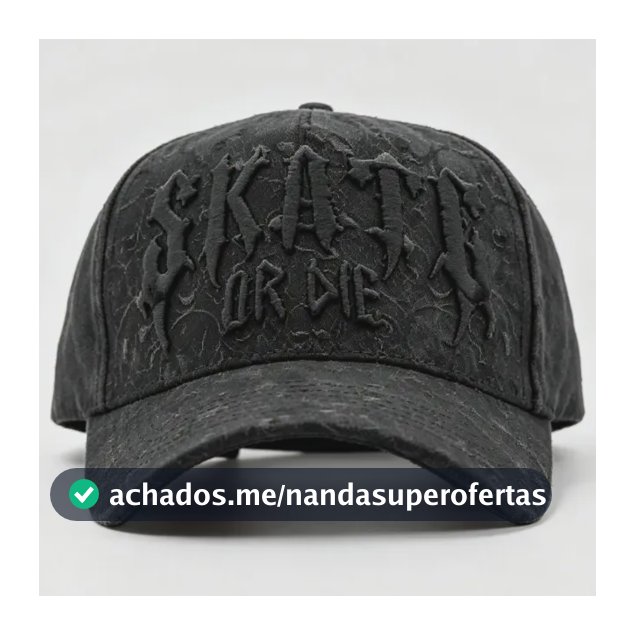 Boné Vintage Ajustável Com Bordado De Letras Góticas Unissex Preto Un