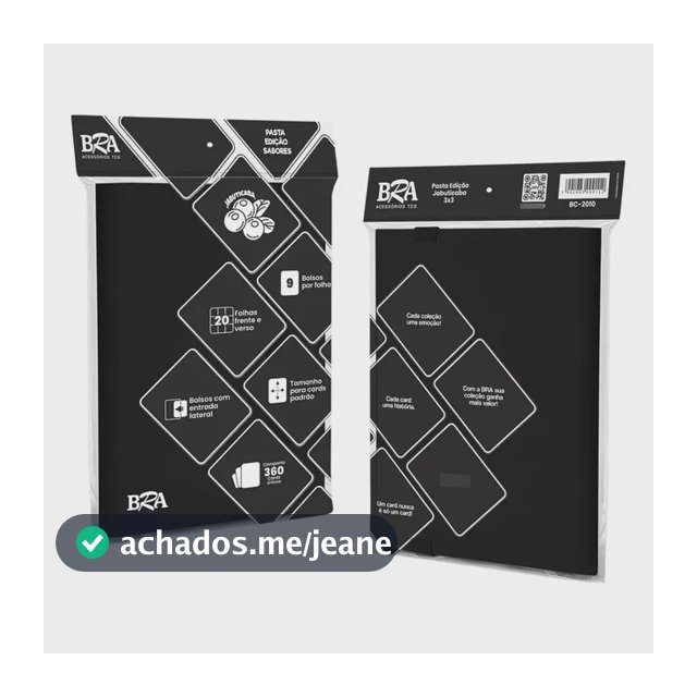 Pasta Para Cards Bra 3x3 Edição Sabores 360 Cards Jabuticaba Preto