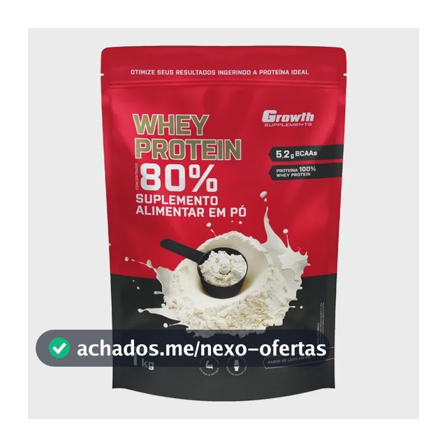 Proteína Growth Supplements Whey concentrado em pó sabor Leite em Pó x 1kg