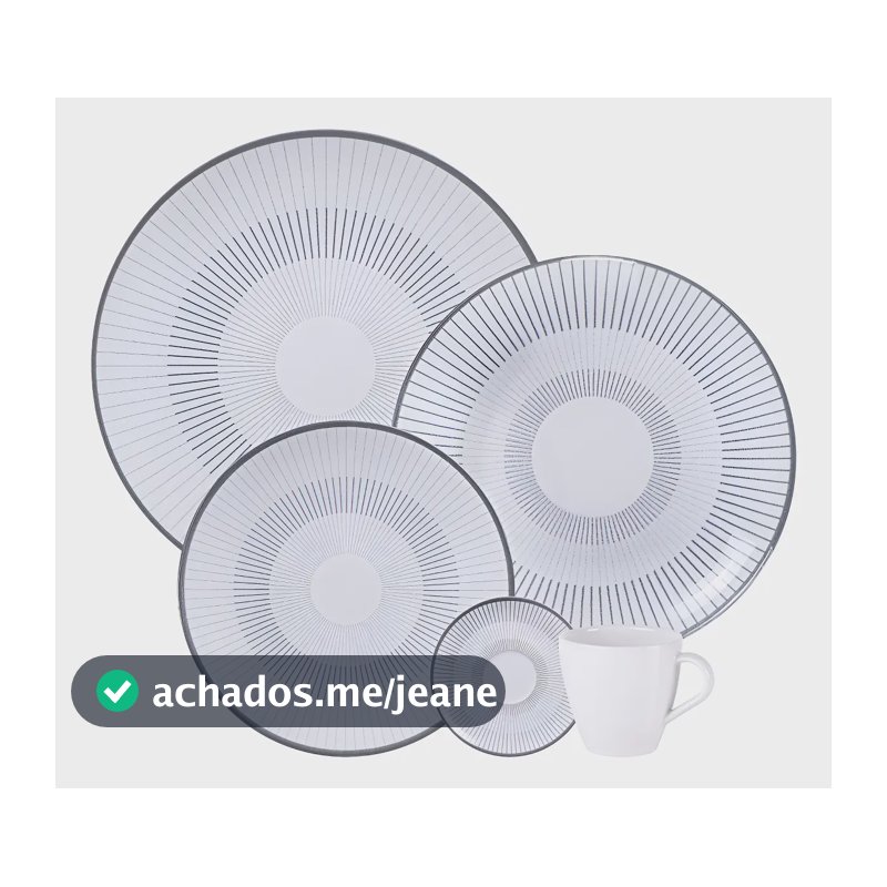 Aparelho De Jantar Tramontina Griz Porcelana Decorada 20 Peças
