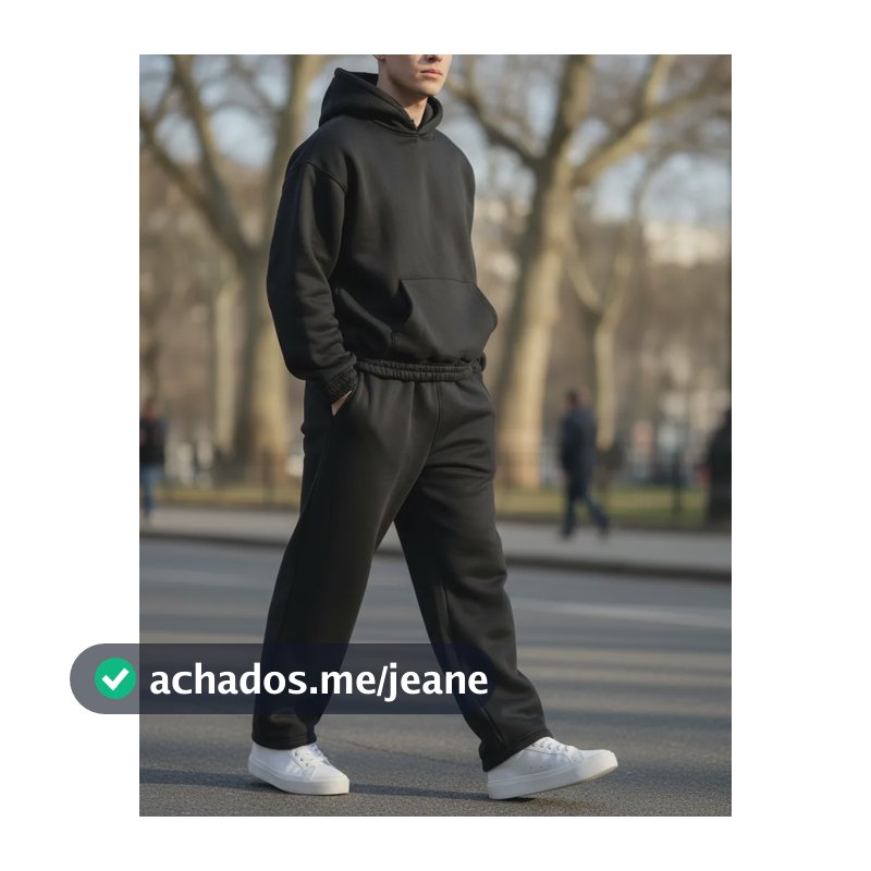 Calça Unissex Moletom Baggy Larga Peluciada Confortável Preto G