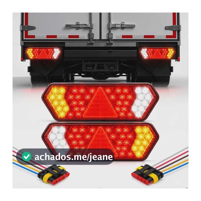 Par Lanterna Traseira Led Vermelha Caminhão Carreta 12v 24v Ambos Lados Vermelho