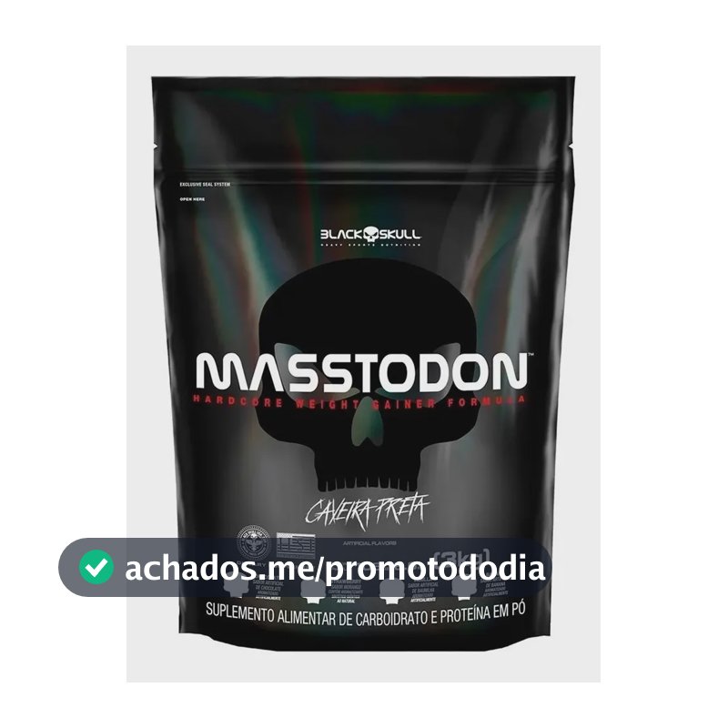 Hipercalórico Masstodon Massa 3kg Black Skull Sabor Chocolate