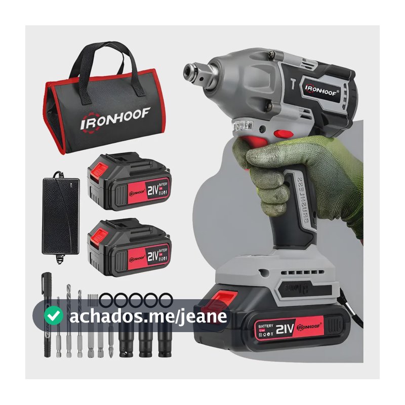 Chave De Impacto Furadeira Brushless 520nm 21v 2 Bateria Cinza-escuro 110/127/220v 60hz