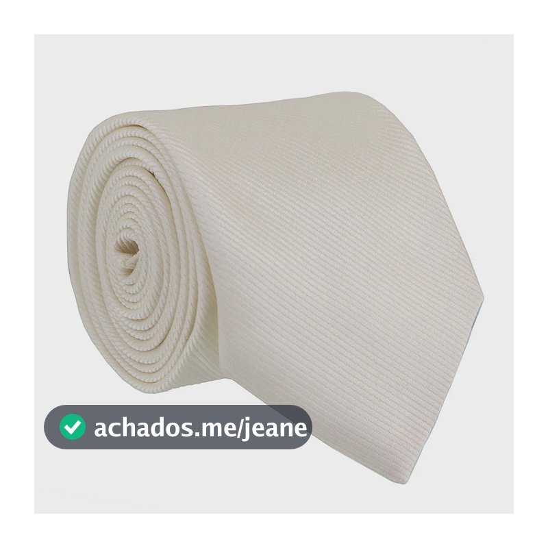 Gravata Tradicional Masculina Premium Casamento Padrinhos Congresso Seda Semi Slim Várias Cores Off White