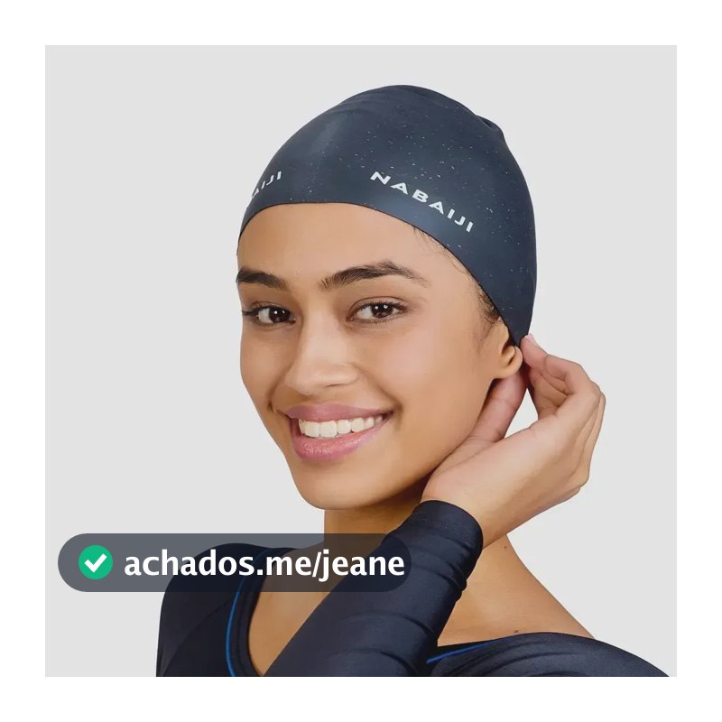 Touca de Natação Silicone Nabaiji 500 Cabelos Compridos Cor Preto