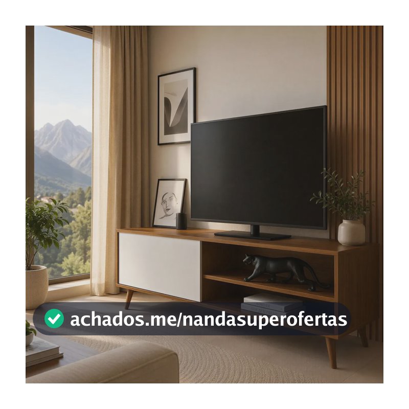 Racks Organizador Tv Retrô Moderno Preto/branco Pés Palito Branco