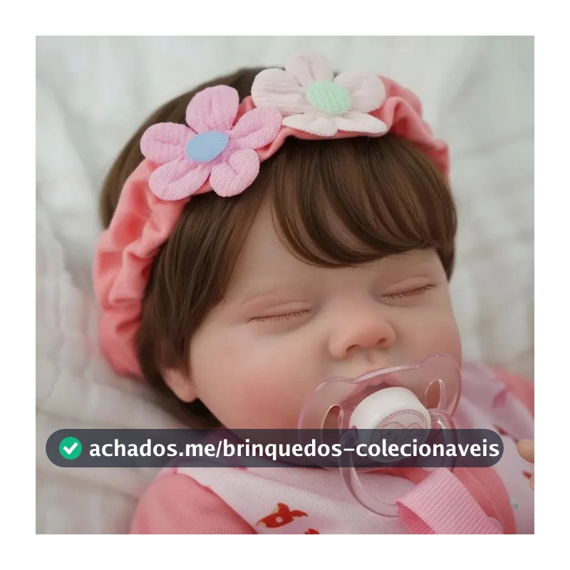 Brastoy Bebé Reborn Boneca 48cm Menina Silicone Olhos Fechados Acessórios Realista Pintada -b528