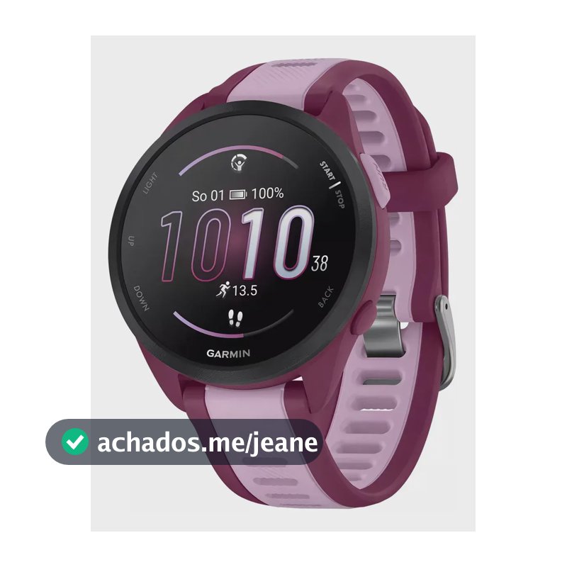 Relógio Garmin Forerunner 165 Music Amoled Preto () Pulseira Granada/ Roxo