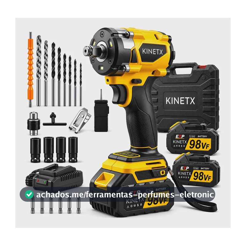 Chave De Impacto Parafusadeira 680nm Brushless 98v 2baterias Amarelo 127/220v
