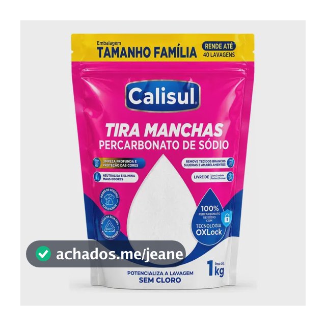 Percarbonato De Sódio 100% Tira Manchas Calisul - Roupas Brancas E Coloridas 1kg
