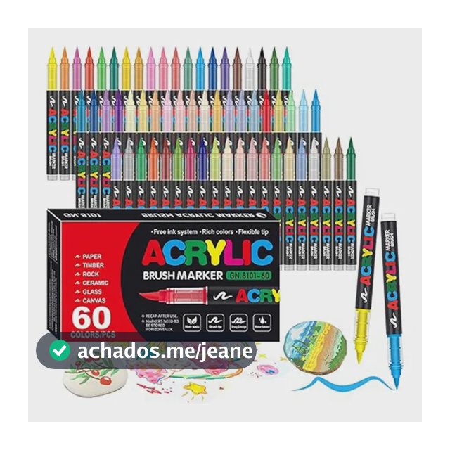 Kit 60 Canetas Líquida Tinta  Ponta Pincel  Acrílica Arte 60 Cores