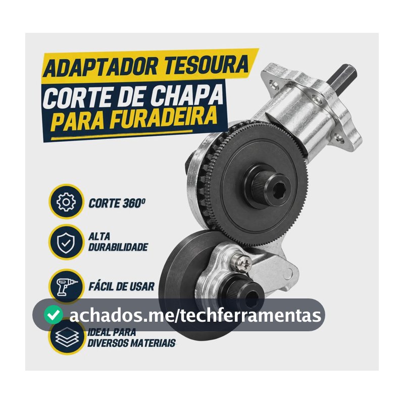 Adaptador de Corte para Furadeira e Parafusadeira KARAMELIZZI, Tesoura para Chapas de Metal, PVC e Alumínio