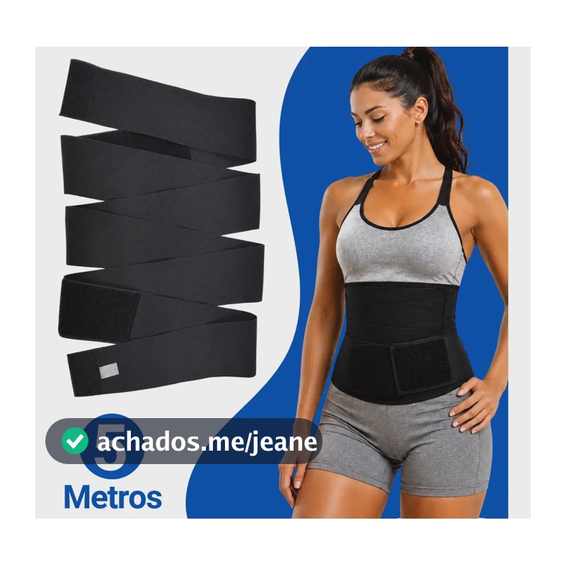 Cinta Modeladora Faixa Abdominal de 5 Metros com Velcro para Cintura e Barriga Evasecret