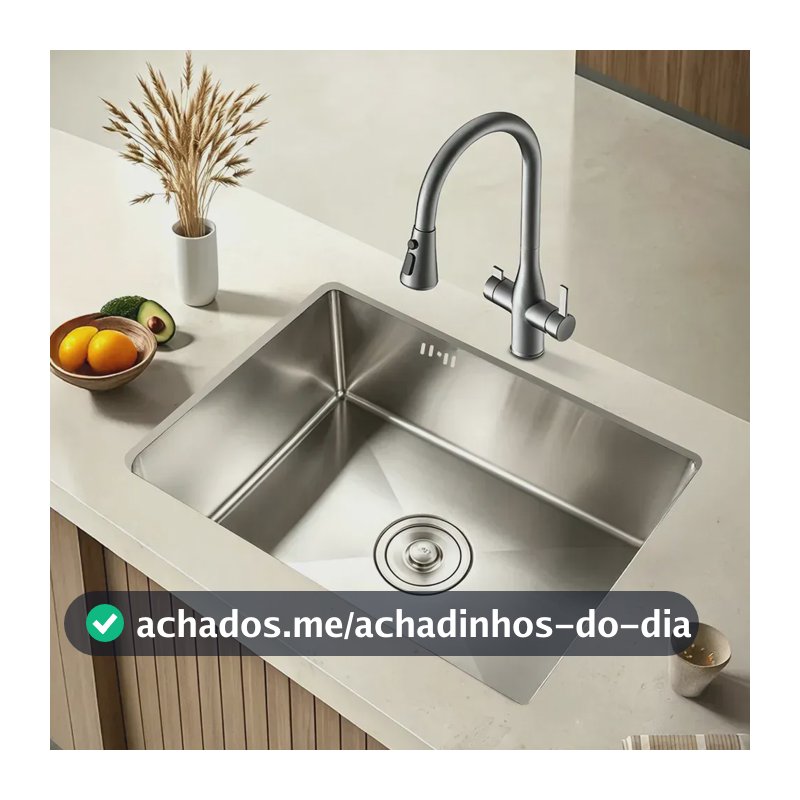 Cuba Pia de Cozinha Gourmet Inox Aço Inoxidável Anti-ruído com Cesto Escorredor Acessórios e Válvula de Drenagem Alta Durabilidade WINDA