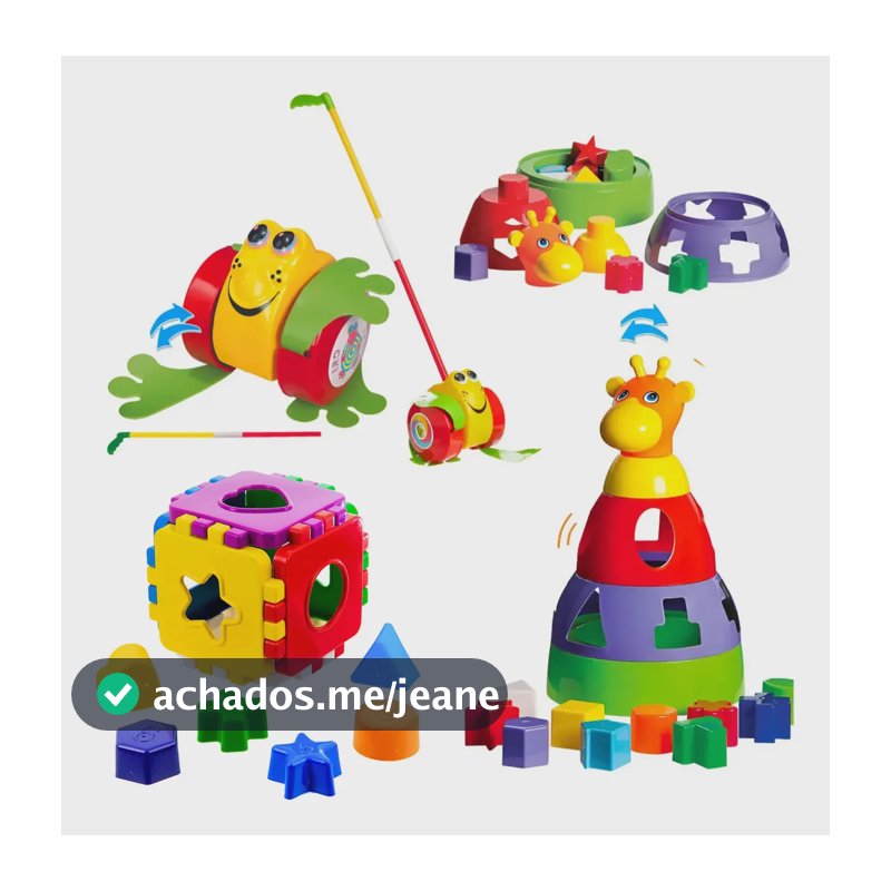 3 Brinquedo Educativo Encaixe Bebe Infantil 1 Ano 12 Meses Colorido