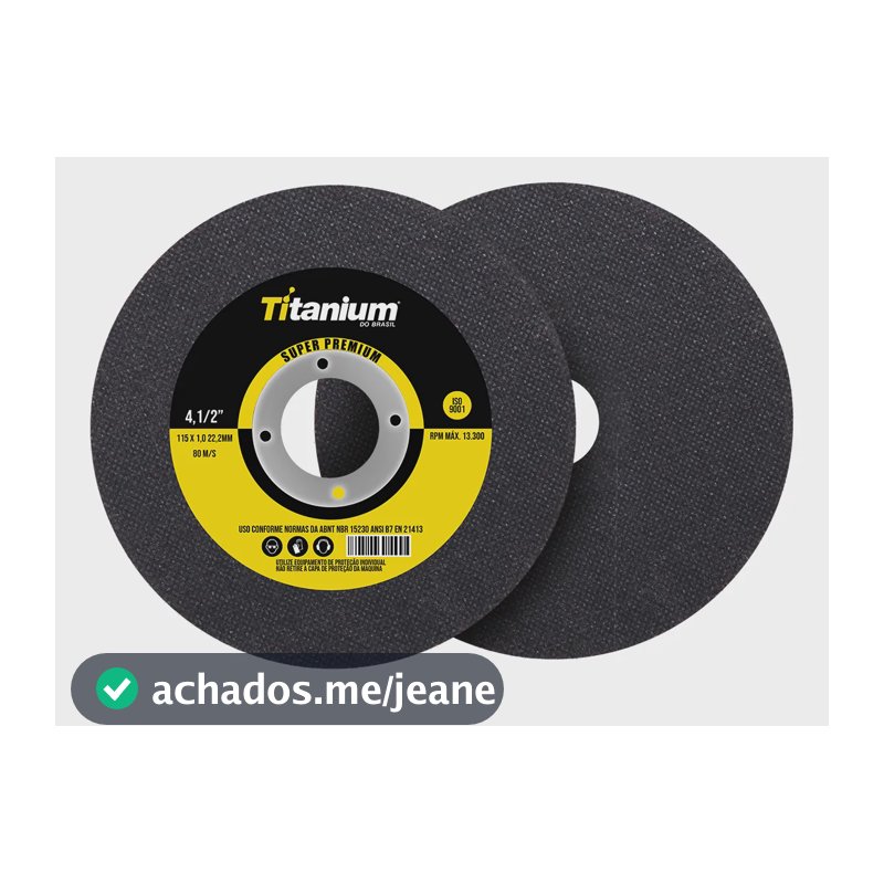 100 Pçs Disco Corte Fino Barato 4,1/2 X 1,0 X 7/8 - Titanium