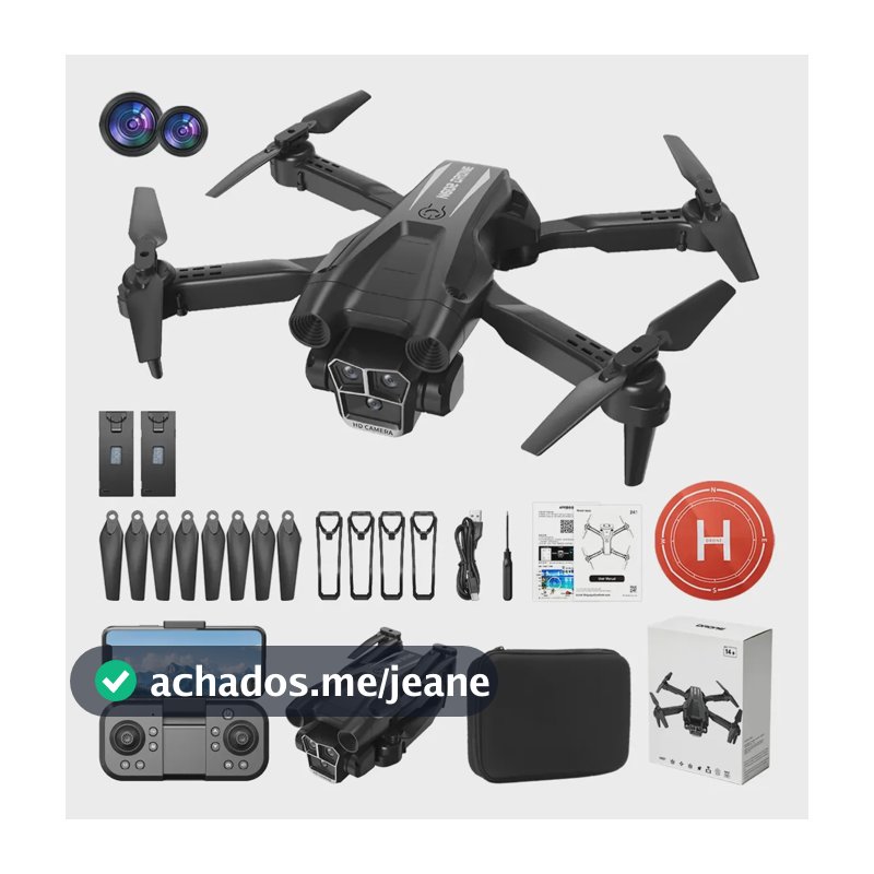Mini Drone Com Câmeras Profissionais Duplas 4k E 3 Baterias Preto