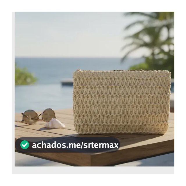 Bolsa Clutch Bolsinha Mão Palha Alça Porta Celular Níquel
