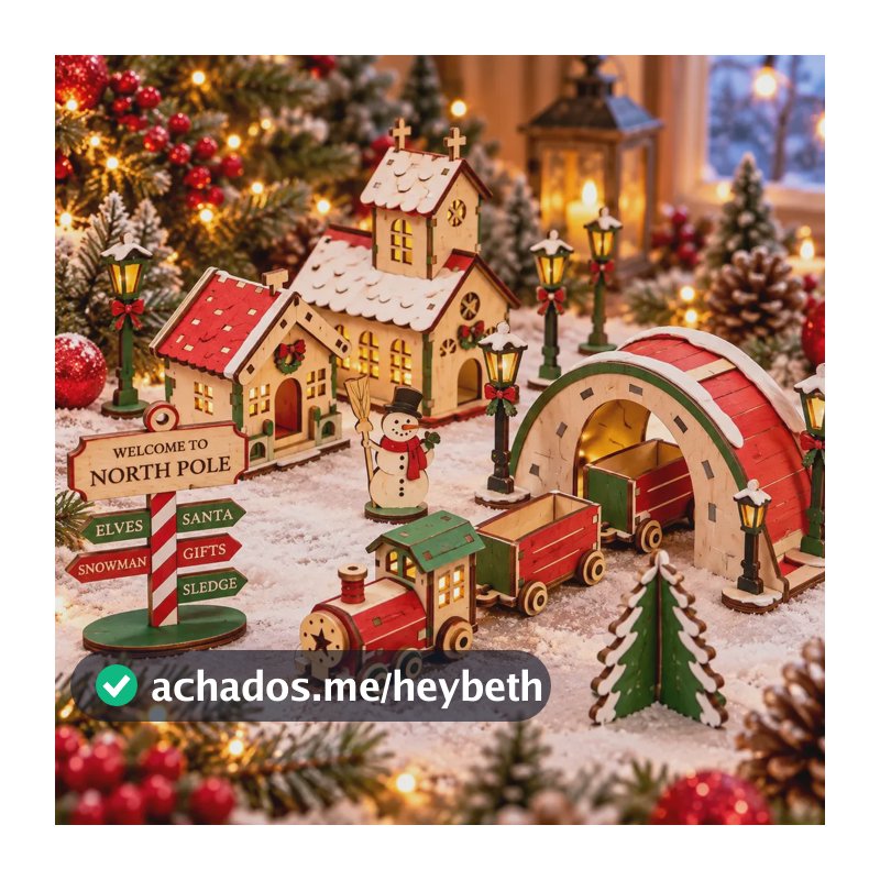 Mini Vila Natalina Decoração Natal Mdf 10 Peças