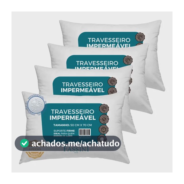 4 Travesseiros Antialérgico Impermeável 50x70 Super Macio Branco